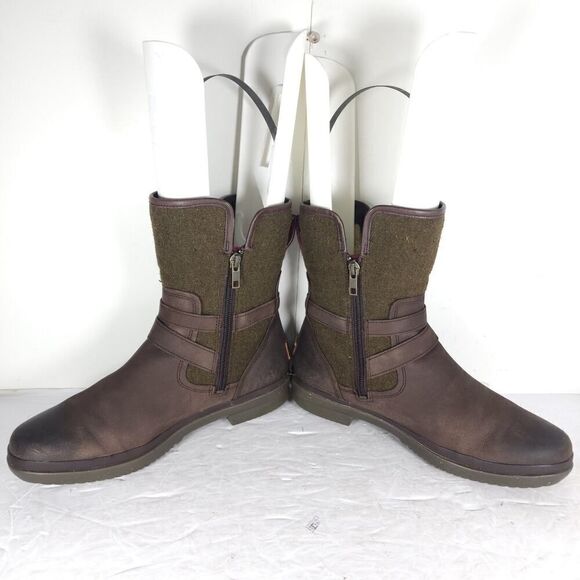 UGG Women's Simmens US8,5? Brown Leather Lined LaceUp Waterproof Wintet Boots - Picture 5 of 16